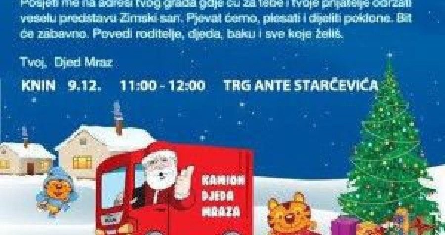 Kamion Djeda Mraza danas u 11 sati stiže u Knin