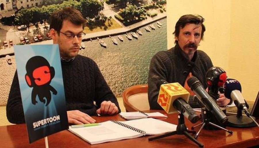 Supertoon - direktori festivala Petar Trebotić i Slave Lukarov na konferenciji za novinare u Press centru HND-a (Foto: Hrvoslav Pavić)