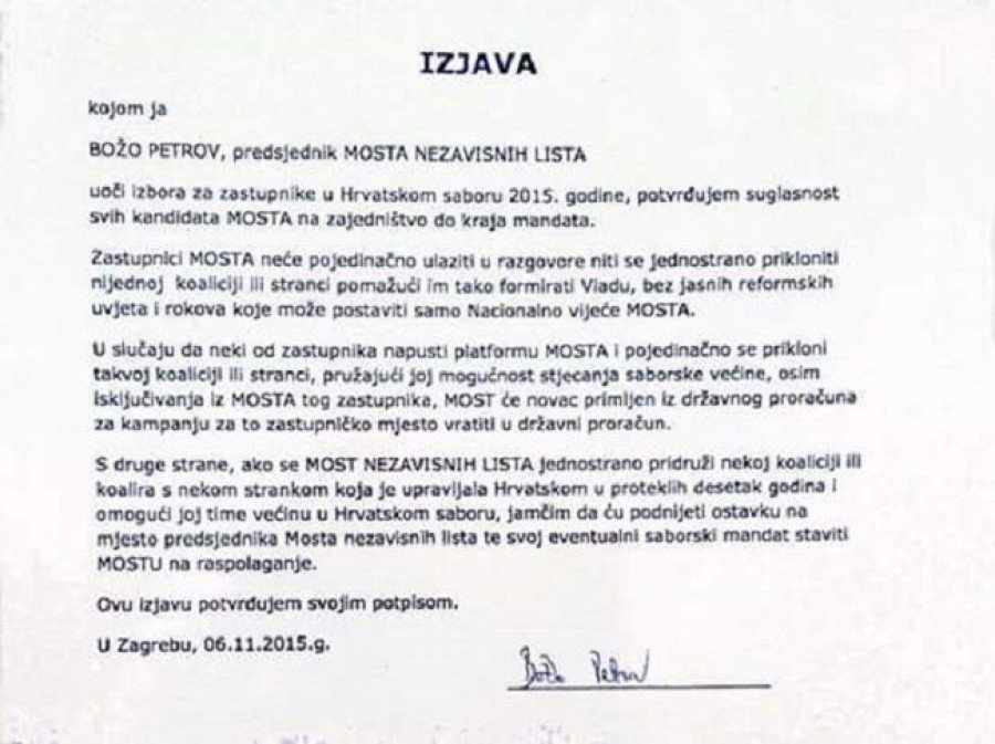 Izjava Bože Petrova