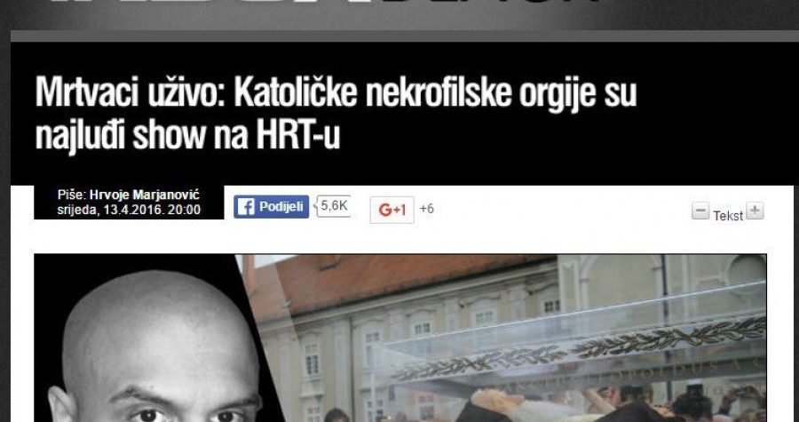 VEM presudio – Indexov tekst ‘Mrtvaci uživo:katoličke nekrofilske orgije su najluđi show na HRT-u’ nije govor mržnje
