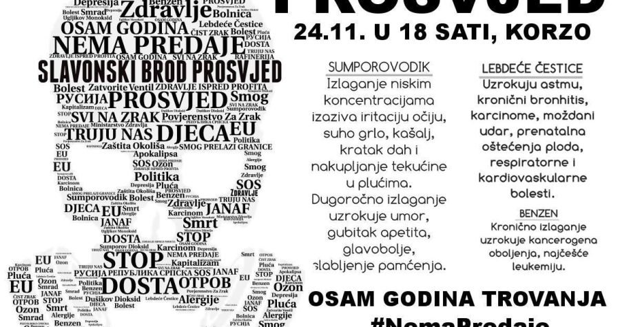 Dosta je! Nema predaje! Veliki prosvjed protiv zagađenja zraka u Slavonskom Brodu