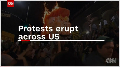 Prosvjedi u SAD-u, pali se lutka... (printscreen CNN)