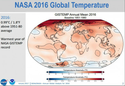 NASA: 2016. je bila najtoplija godina u povijesti