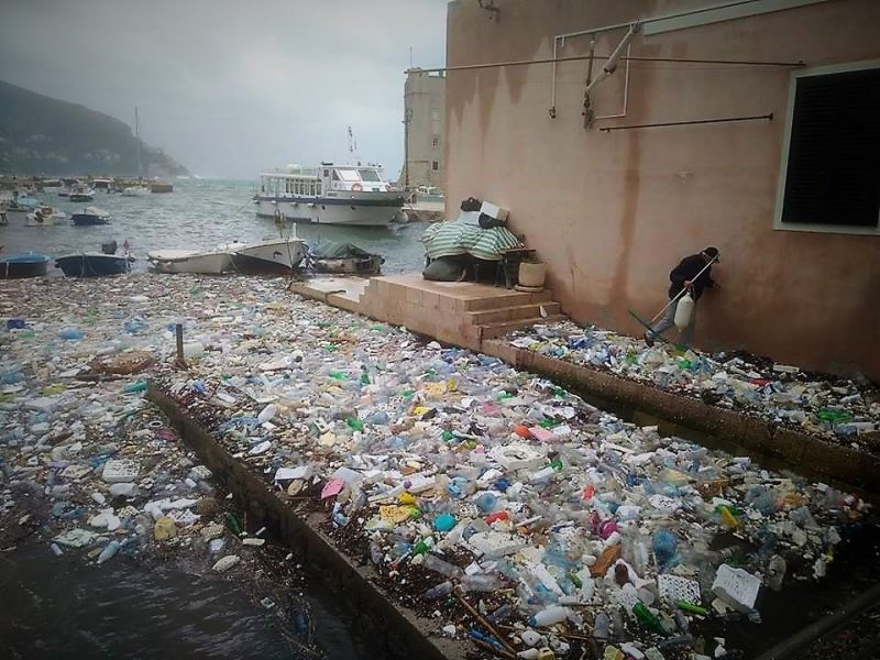 Plastično smeće pluta u dubrovačkoj luci (foto Facebook)