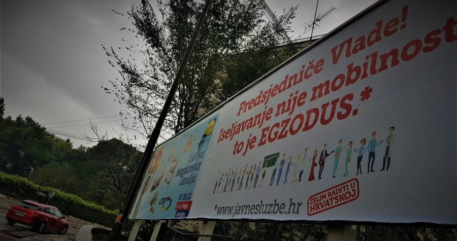 Sindikalno jumbo plakatiranje: Njemačka nam smanjila nezaposlenost! Danke Deutschland!