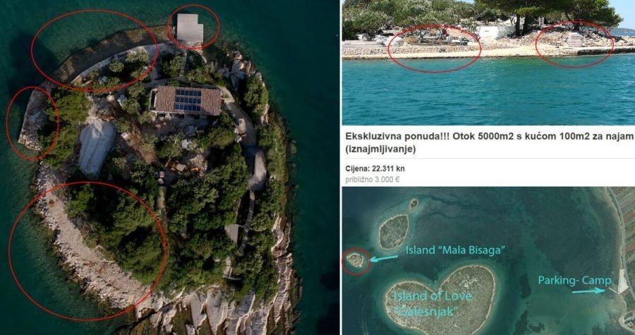 Skoro senzacija: Policija petoricu prijavila zbog bespravne gradnje na otočiću Bisaga Mala, nasipavanja i betoniranja obale, prijevare itd.