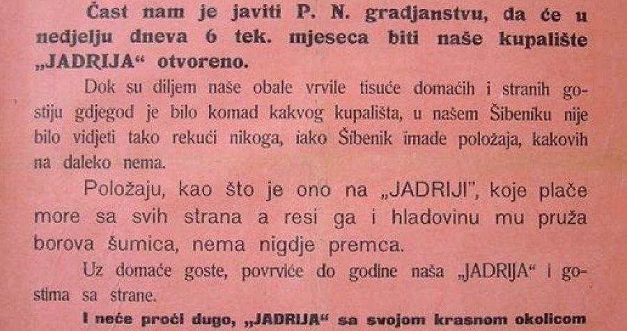 Sto godina šibenskog gradskog kupališta Jadrija: Šarm sačuvane izvornosti i nostalgija