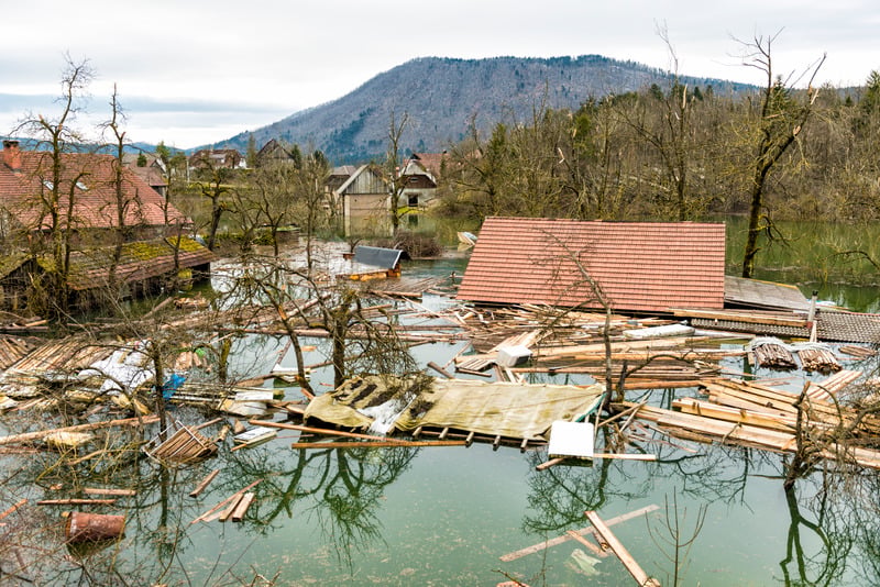 poplava, poplavljeno naselje