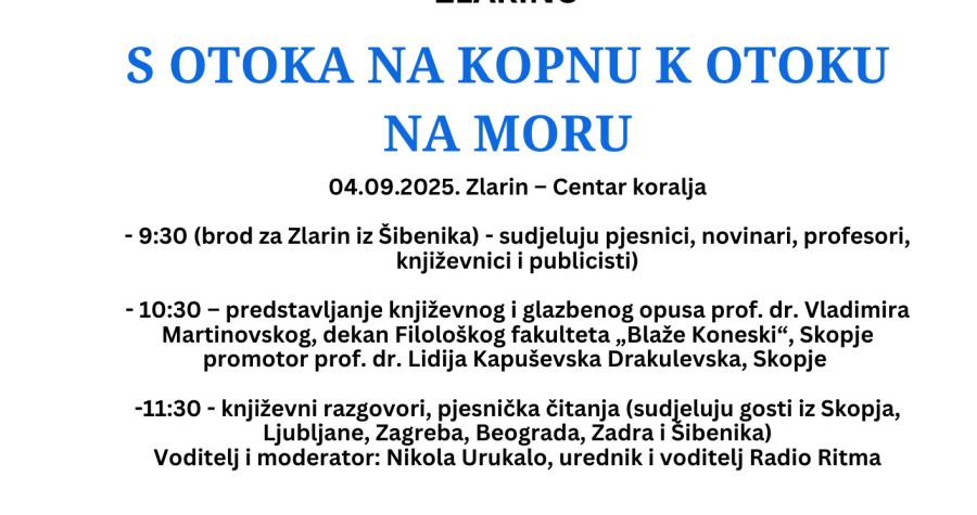 Dani makedonske kulture u Šibeniku od 3. do 8. rujna: Mjesto susreta, dijaloga i prijateljstva među kulturama regije