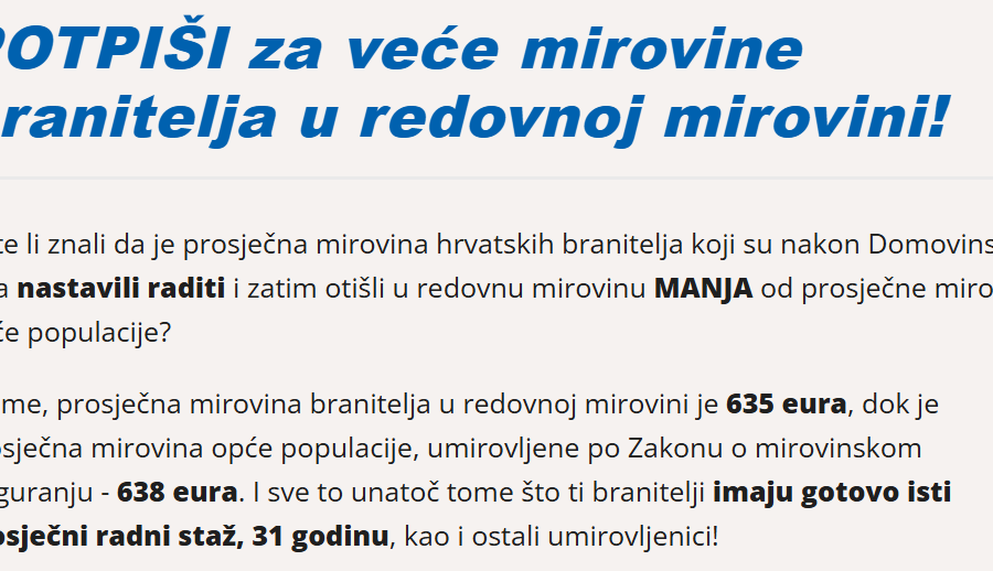 Možemo: Potpišite peticiju za ispravljanje nepravde prema braniteljima koji su nakon rata nastavili raditi