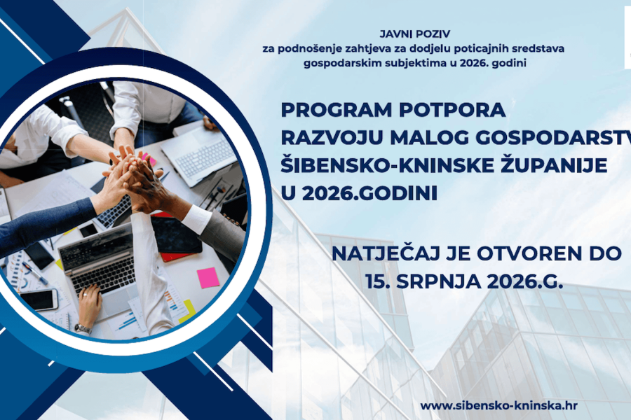 ŠKŽ: Javni poziv za podnošenje zahtjeva za dodjelu poticajnih sredstava gospodarskim subjektima u 2026. godini